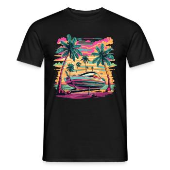 bateau à moteur bateau de sport bateau yacht propriétaire de bateau - T-shirt homme - noir - Devant - AI Model Male 178 light (178cm)