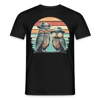 Eule Retro vintage - Männer T-Shirt - Schwarz - Vorne - AI Model Male 178 light (178cm)
