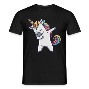 Dabbing Unicorn Einhorn Dab Dabbing Trend Tanz - Männer T-Shirt - Schwarz - Vorne - AI Model Male 178 light (178cm)