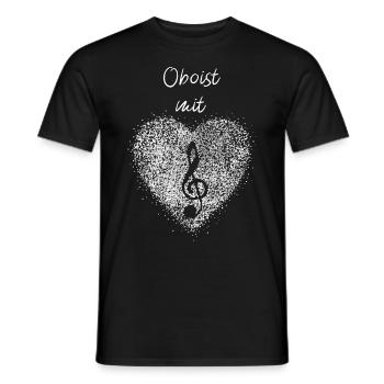Oboist mit Herz Oboe Musik Musiker Notenschlüssel - Männer T-Shirt - Schwarz - Vorne - AI Model Male 178 light (178cm)