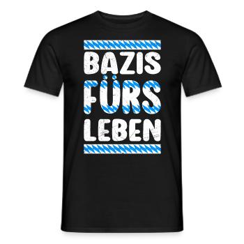 Bazis fürs Leben Bayerische Freunde Blau Weiß - Männer T-Shirt - Schwarz - Vorne - AI Model Male 178 light (178cm)