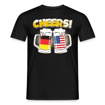 Cheers! Beer Mug Germany USA Beer Fan German - Men's T-Shirt - black - Front - AI Model Male 178 light (178cm)