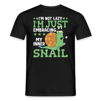 Snail lovers not lazy snail owners - Men's T-Shirt - black - Front - AI Model Male 178 light (178cm)