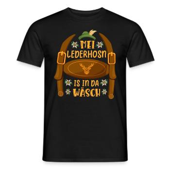 Mei Lederhosn is in da Wäsch Trachtenshirt - Men's T-Shirt - black - Front - AI Model Male 178 light (178cm)