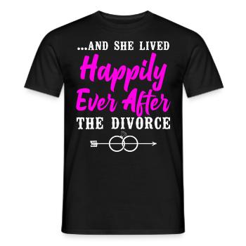Happy Divorce Party ... And She Lived - Men's T-Shirt - black - Front - AI Model Male 178 light (178cm)