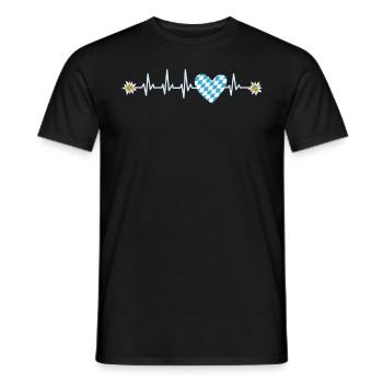Free State of Bavaria Heart palpitations Bavarian flag - Men's T-Shirt - black - Front - AI Model Male 178 light (178cm)