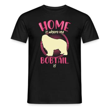 Bobtail est à la maison Old English Shepherd - T-shirt homme - noir - Devant - AI Model Male 178 light (178cm)