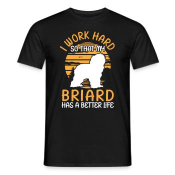 Work for my Briard Berger de Brie - Men's T-Shirt - black - Front - AI Model Male 178 light (178cm)