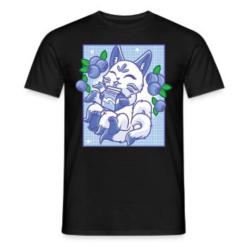 Kitsune Japon Anime Kawaii Blueberry - T-shirt homme - noir - Devant - AI Model Male 178 light (178cm)