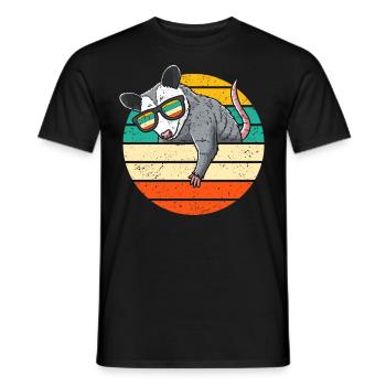 Retro Opossum Mit Sonnenbrille Opossum - Männer T-Shirt - Schwarz - Vorne - AI Model Male 178 light (178cm)