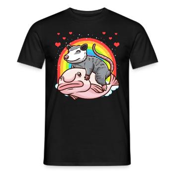 Cute possum and blob fish rainbow - Men's T-Shirt - black - Front - AI Model Male 178 light (178cm)