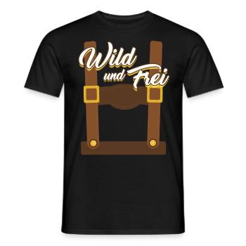 Wild und Frei Bayerisches Trachten Shirt Bayern - Männer T-Shirt - Schwarz - Vorne - AI Model Male 178 light (178cm)