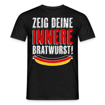 Deutschland Bierfan Zeig deine Innere Bratwurst - Männer T-Shirt - Schwarz - Vorne - AI Model Male 178 light (178cm)
