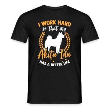 Travailler pour mon Akita Inu japonais Akita - T-shirt homme - noir - Devant - AI Model Male 178 light (178cm)