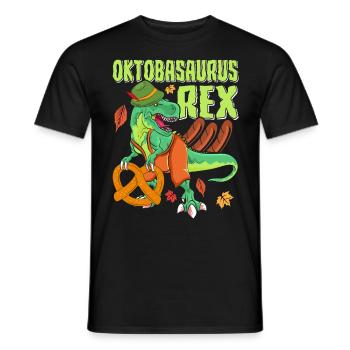 Oktobasaurus Rex Dinosaur Pretzel - Men's T-Shirt - black - Front - AI Model Male 178 light (178cm)