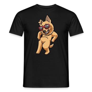 Basque Shepherd Dog Dog with Sunglasses - Men's T-Shirt - black - Front - AI Model Male 178 light (178cm)