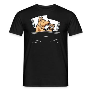 Perro Pastor Vasco Chien dormant avec une peluche - T-shirt homme - noir - Devant - AI Model Male 178 light (178cm)