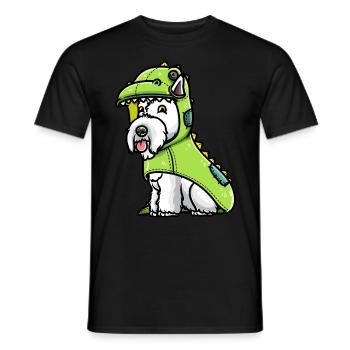 Scottish Terrier Dog in Dinosaur Costume - Men's T-Shirt - black - Front - AI Model Male 178 light (178cm)