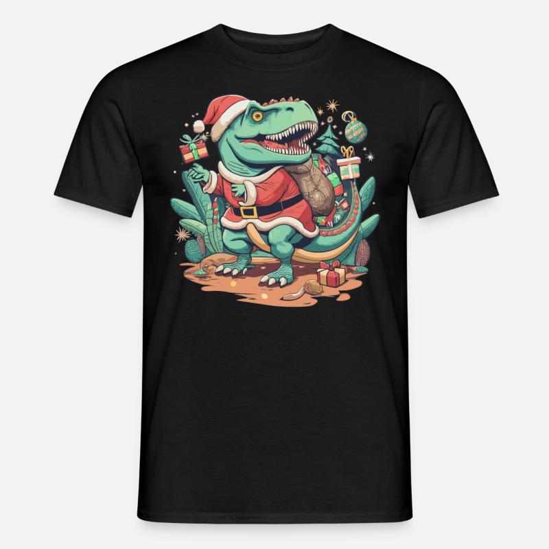 Dinosaurier Trex Weihnachten - Männer T-Shirt - Schwarz