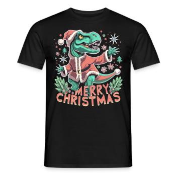 Dinosaur Trex Christmas - Men's T-Shirt - black - Front - AI Model Male 178 light (178cm)