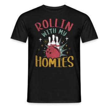Rollin avec mon cadeau Homies Retro Bowling - T-shirt homme - noir - Devant - AI Model Male 178 light (178cm)