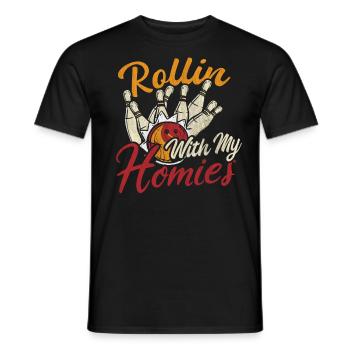 Rollin with my Homies Retro Bowling Geschenk - Männer T-Shirt - Schwarz - Vorne - AI Model Male 178 light (178cm)