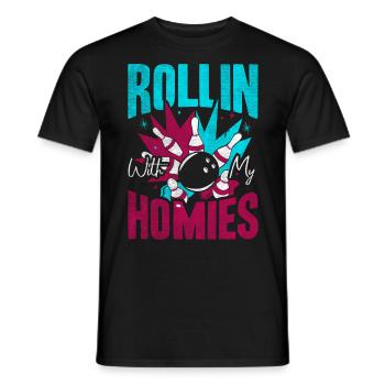 Rollin with my Homies Retro Bowling Geschenk - Männer T-Shirt - Schwarz - Vorne - AI Model Male 178 light (178cm)