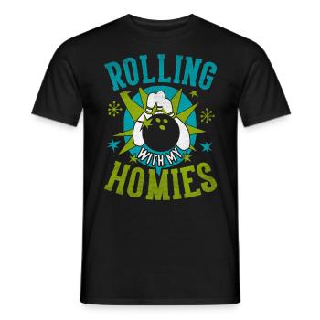 Rolling with my Homies Retro Bowling Geschenk - Männer T-Shirt - Schwarz - Vorne - AI Model Male 178 light (178cm)