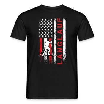 Amerika Skilanglauf USA Wintersportler Ski - Männer T-Shirt - Schwarz - Vorne - AI Model Male 178 light (178cm)