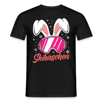 Skihäschen rosa Skibrille Apres-Ski Party - Männer T-Shirt - Schwarz - Vorne - AI Model Male 178 light (178cm)