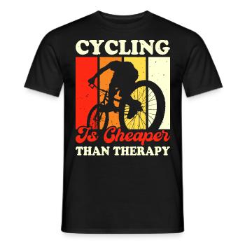 Cycling Is Cheaper Than Therapy - Männer T-Shirt - Schwarz - Vorne - AI Model Male 178 light (178cm)