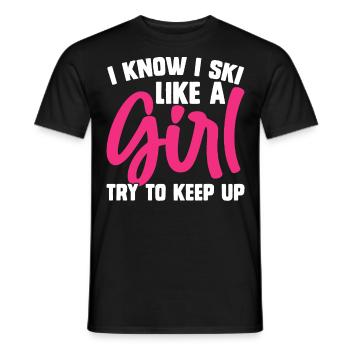 Ski Skifahren Skifahrer - Männer T-Shirt - Schwarz - Vorne - AI Model Male 178 light (178cm)