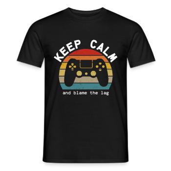 Keep Calm Blame the Lag- gift idea for gamers - Men's T-Shirt - black - Front - AI Model Male 178 light (178cm)