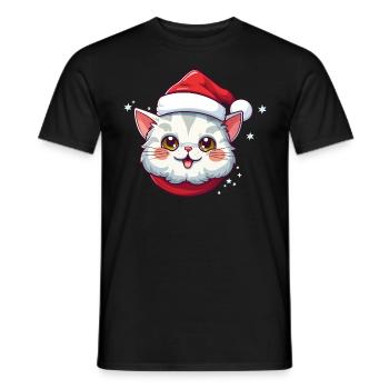 Cat Christmas Christmas Cat Cute Cartoon - Men's T-Shirt - black - Front - AI Model Male 178 light (178cm)