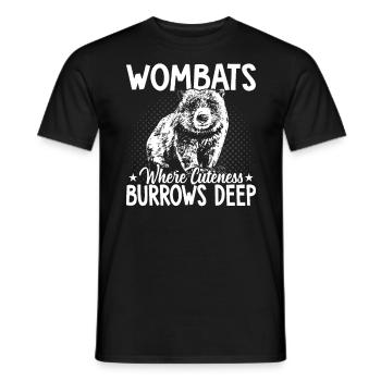 Wombat's cuteness digs deep Australian - Men's T-Shirt - black - Front - AI Model Male 178 light (178cm)