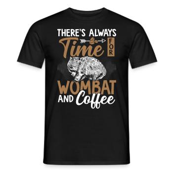 Time for wombat and coffee Australian animals - Men's T-Shirt - black - Front - AI Model Male 178 light (178cm)