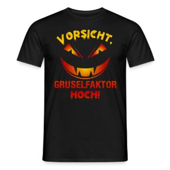 Halloween Kürbis Vorsicht Gruselfaktor Hoch! - Männer T-Shirt - Schwarz - Vorne - AI Model Male 178 light (178cm)