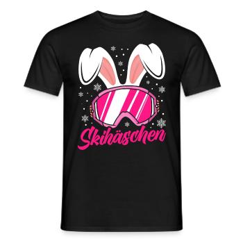 Skihäschen rosa Skibrille Apres-Ski Party - Männer T-Shirt - Schwarz - Vorne - AI Model Male 178 light (178cm)