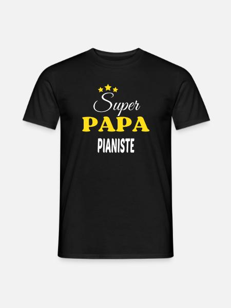 Super Papa PIANISTE ANNIVERSAIRE - T-shirt homme - noir