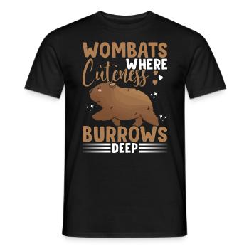 The cuteness of the wombats digs deep, - Men's T-Shirt - black - Front - AI Model Male 178 light (178cm)