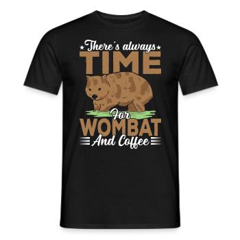 Time for wombat and coffee Australian animals - Men's T-Shirt - black - Front - AI Model Male 178 light (178cm)