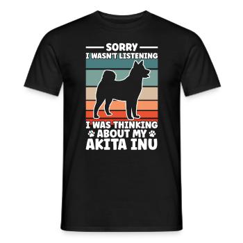 Thought of Akita Inu Japanese Akita Inu - Men's T-Shirt - black - Front - AI Model Male 178 light (178cm)