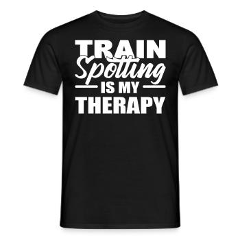 Train Spotting Is My Therapy Trainspotter - Men's T-Shirt - black - Front - AI Model Male 178 light (178cm)