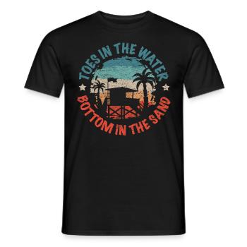 Toes In The Water Bottom In The Sand Beach Holidays - Men's T-Shirt - black - Front - AI Model Male 178 light (178cm)
