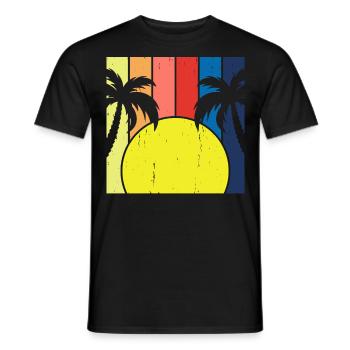 Palmiers Sunrise Retro Vintage - T-shirt homme - noir - Devant - AI Model Male 178 light (178cm)