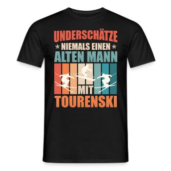 Unterschätze Niemals einen Mann mit Tourenski - Männer T-Shirt - Schwarz - Vorne - AI Model Male 178 light (178cm)