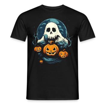 Fantôme, Fantôme, Lune, Citrouille, Halloween, Costume - T-shirt homme - noir - Devant - AI Model Male 178 light (178cm)