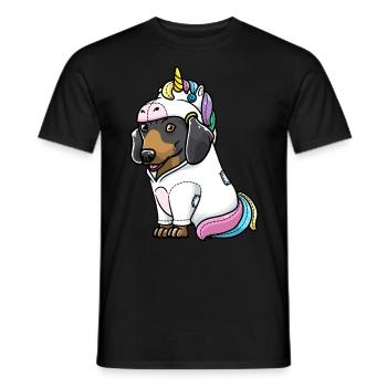Dackel Hund Im Einhorn-Kostüm Hundeliebhaber - Männer T-Shirt - Schwarz - Vorne - AI Model Male 178 light (178cm)