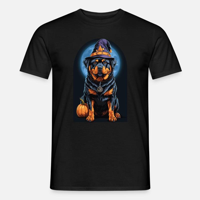 Rottweiler With Witch Hat Halloween Rottweiler - Männer T-Shirt - Schwarz