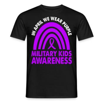 En avril, nous portons le violet Military Kids - T-shirt homme - noir - Devant - AI Model Male 178 light (178cm)